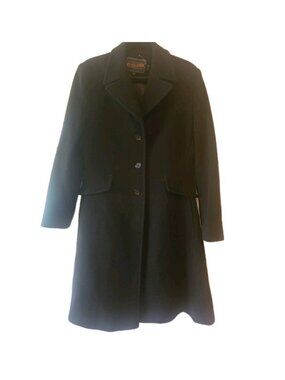 Pendleton Coat Jacket Wool Cashmere Womens Black Long 14 Overcoat Trench Ckassic